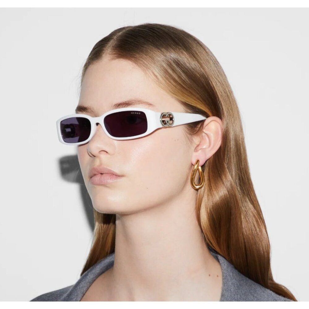 NEW GUCCI GG1661S 003 WOMEN WHITE SUNGLASSES GUCCI - Picture 2 of 11